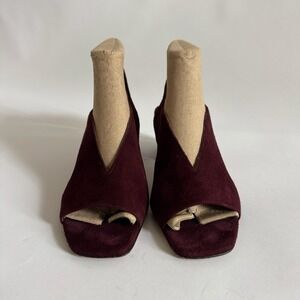 Bernardo Womens Suede Block Open Toe Heels 9 Maroon Square Toe Quiet Luxury
